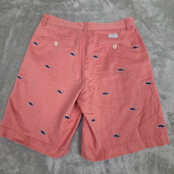 Vineyard Vines Chino Shorts Mens 30 Pink All Over‎ Print Whale Casual - Picture 10 of 11